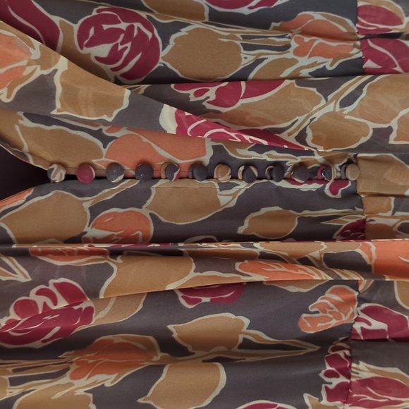 Isaac Mizrahi Floral Flowy Sleeveless Lined Dress 8 Brown Red Orange - Picture 5 of 16